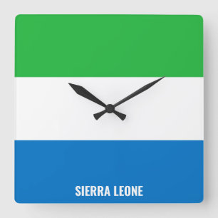 Sierra Leone Flag Dazzling Patriotic Square Wall Clock