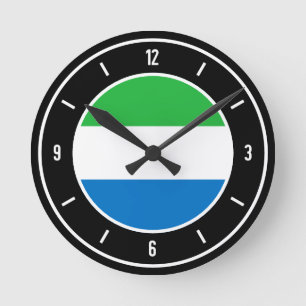 Sierra Leone Flag Elegant Round Clock