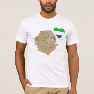 Sierra Leone Flag Heart and Map T-Shirt