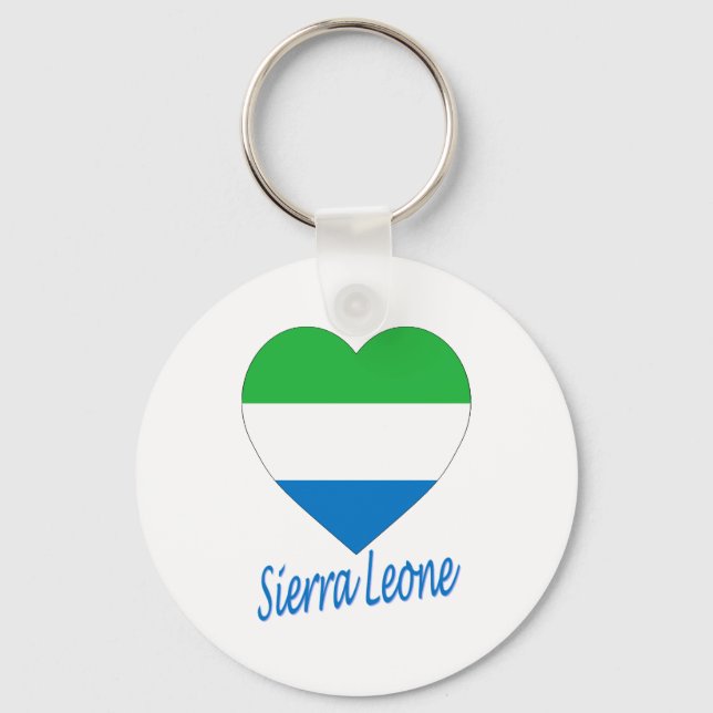 Sierra Leone Flag Heart Keychain (Front)