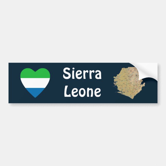 Sierra Leone Flag Heart + Map Bumper Sticker (Front)