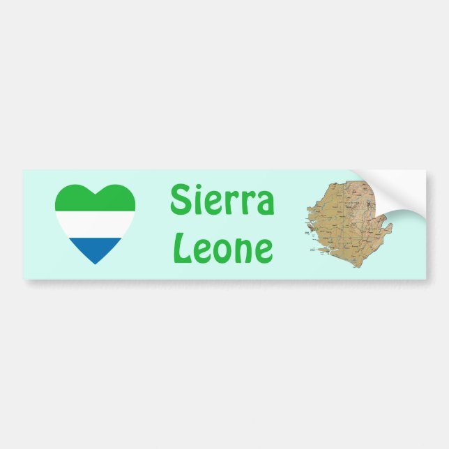 Sierra Leone Flag Heart + Map Bumper Sticker (Front)