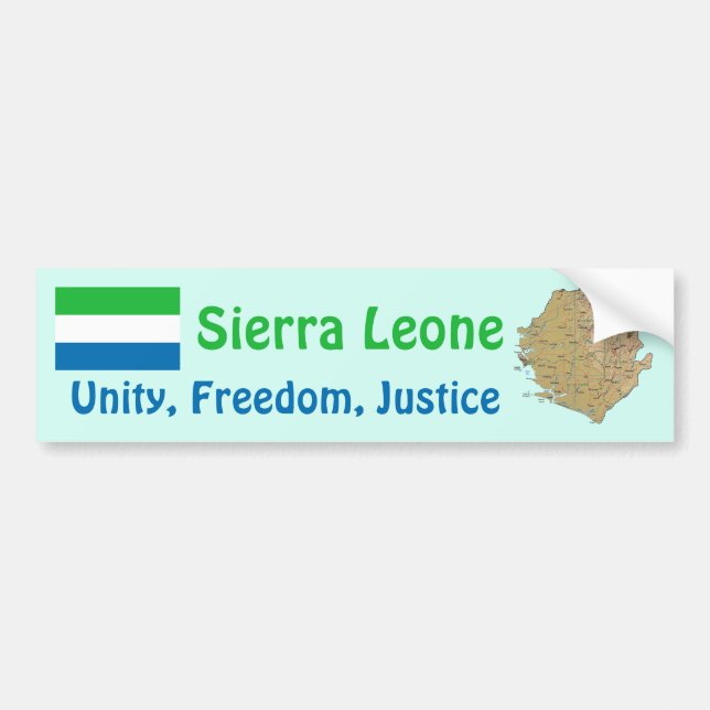 Sierra Leone Flag + Map Bumper Sticker (Front)