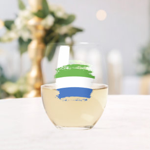 Sierra Leone flag Stemless Wine Glass