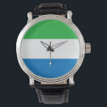 Sierra Leone Flag Watch<br><div class="desc">The Sierra Leonean is a horizontal tricolour. The used colours in the flag are blue,  green,  white. The proportion of the Sierra Leonean is 2:3. The Flag of Sierra Leone was adopted in 1961.</div>