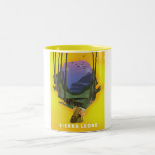 sierra leone illustrated map travel poster Two-Tone coffee mug