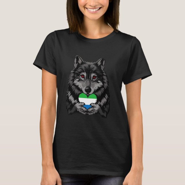 Sierra Leone Wolf Sierra Leonean Flag Sierra Leone T-Shirt (Front)