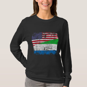 SIERRA LEONEAN ROOTS Half American Flag SIERRA LEO T-Shirt