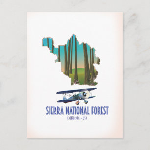Sierra national forest California USA map Postcard