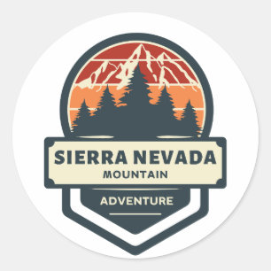 Sierra nevada mountain peak climbing and hiking classic round sticker