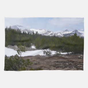 Sierra Nevada Mountains and Snow at Yosemite Kitchen Towel