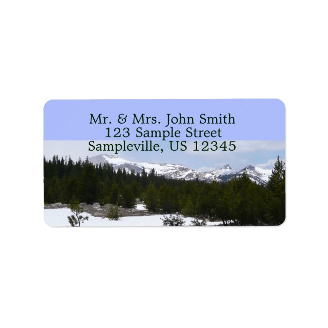 Sierra Nevada Mountains and Snow at Yosemite Label (Front)