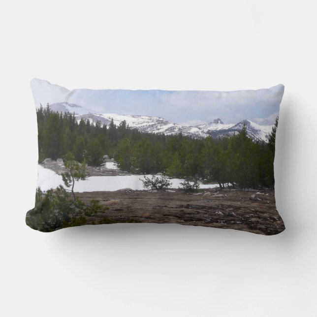 Sierra Nevada Mountains and Snow at Yosemite Lumbar Pillow (Front)