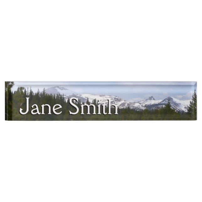 Sierra Nevada Mountains and Snow at Yosemite Nameplate (Front)
