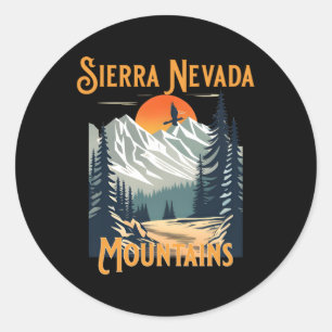 Sierra Nevada Mountains Hiking Classic Round Sticker