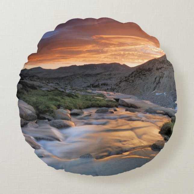 Sierra Wave over Yosemite Round Pillow (Front)