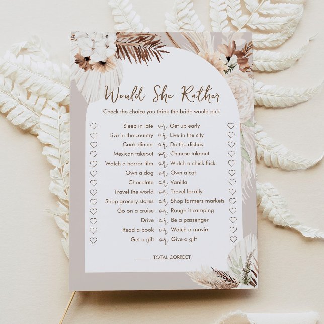 SIERRA Would She Rather Bridal Shower Game Card (Creator Uploaded)