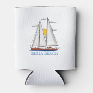 Siesta Beach Coastal Nautical Sailing Sailor Can Cooler