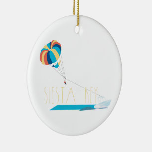 Siesta Key Beach Parasailing Ceramic Ornament