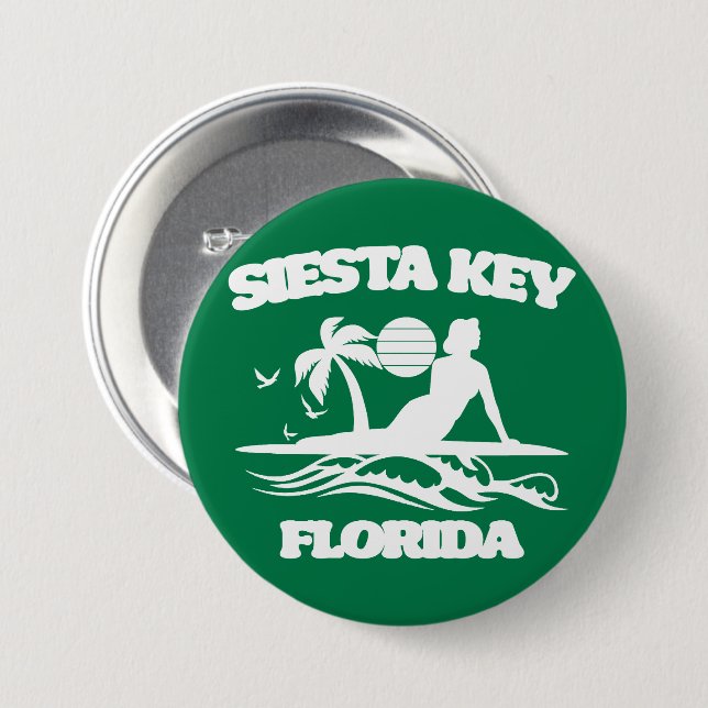 Siesta Key Florida  3 Inch Round Button (Front & Back)