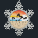 Siesta Key Florida Beach Retro Sunset Souvenir 60s Snowflake Pewter Christmas Ornament<br><div class="desc">Siesta Key Florida Vintage 60s Souvenirs. Siesta Key Florida - Retro Tropical Palm Tree 60s Souvenirs Vintage design makes a great Christmas or Birthday gift for fans of Siesta Key beach. The retro summer vibe design is a perfect gift for travel lovers and tropical destination fans. - " You can...</div>