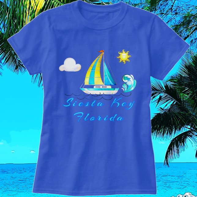 Siesta Key Florida Ocean Waves and Sailboat T-Shirt (Creator Uploaded)