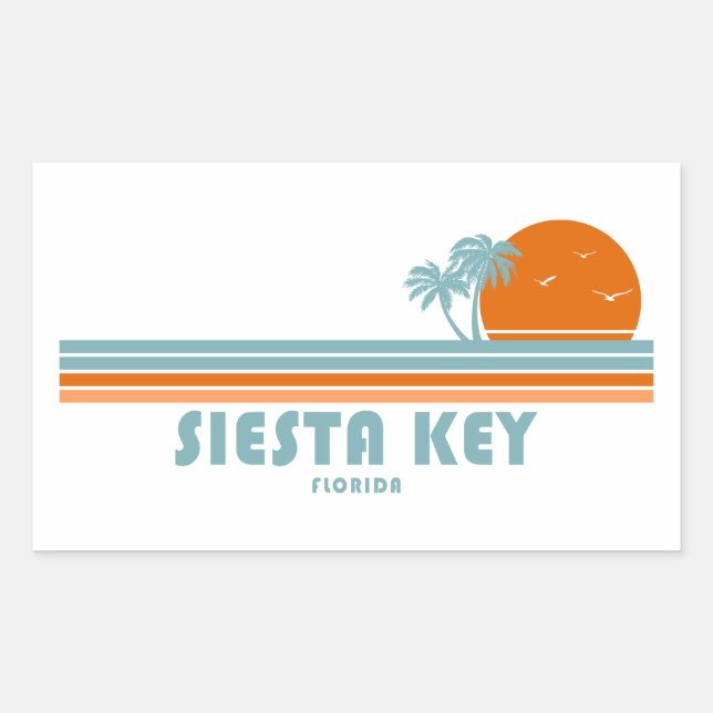 Siesta Key Florida Sun Palm Trees Sticker (Front)