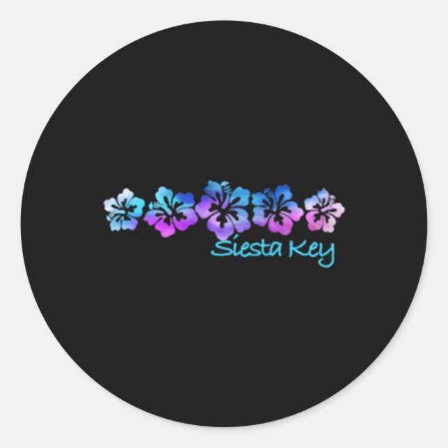 Siesta Key Florida Tropical FlowerVacation Beach Classic Round Sticker (Front)
