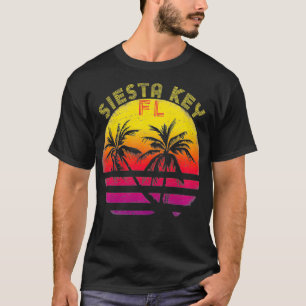 Siesta Key Florida Vintage Sunset Colors Palm Tree T-Shirt