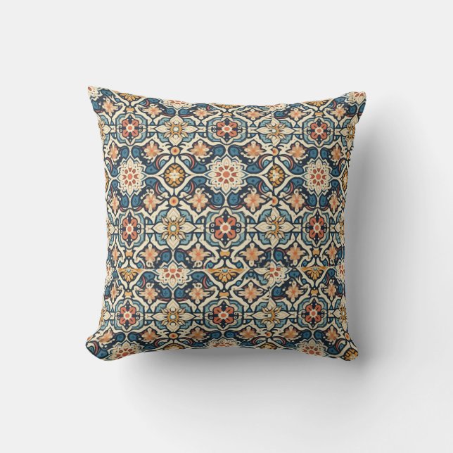 Siesta Key in Festive Pattern Throw Pillow (Front)