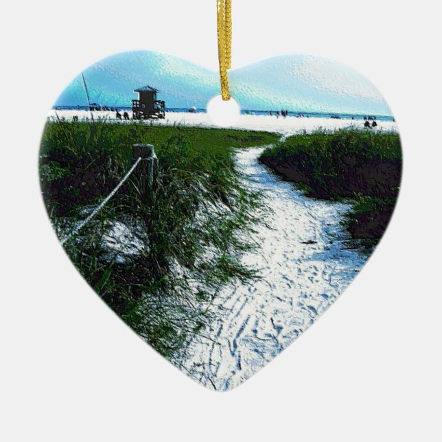 Siesta Keys Beach in Soft Plastic Photography Ceramic Ornament (Front)