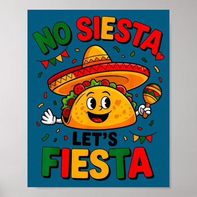 Siesta let's fiesta cinco de mayo taco party poster (Front)