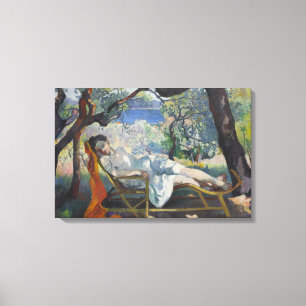 Siesta (Woman Relaxing in a Mediterranean Garden) Canvas Print