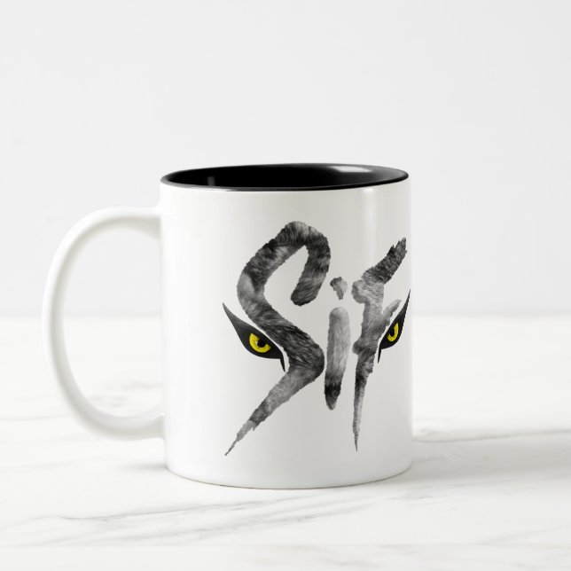 Sif, the Great Grey Wolf Typography Two-Tone Coffee Mug (Left)