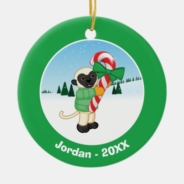 Sifaka Lemur Ceramic Ornament (Front)