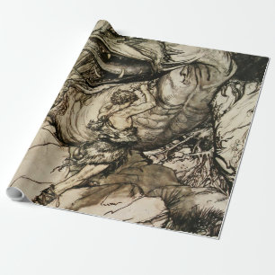 “Sigfried Kills Fafner” by Arthur Rackham Wrapping Paper