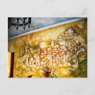 Sighisoara, mural of the medieval city postcard