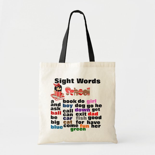 Sight Words Budget Tote Bag (Front)