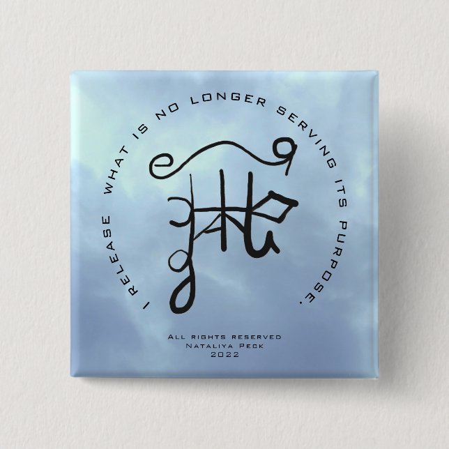 Sigil Art for Releasing and Letting Go 2 Inch Square Button (Front)
