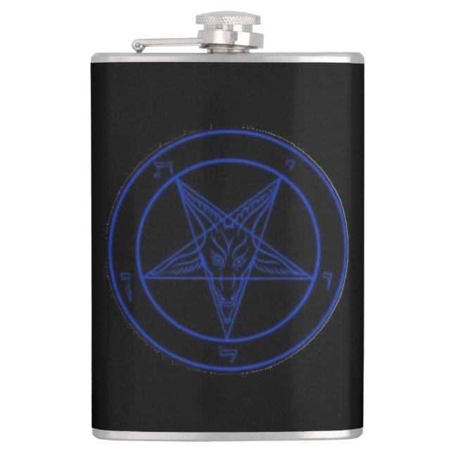 Sigil Of Baphomet (BLUE) Hip Flask (Front)