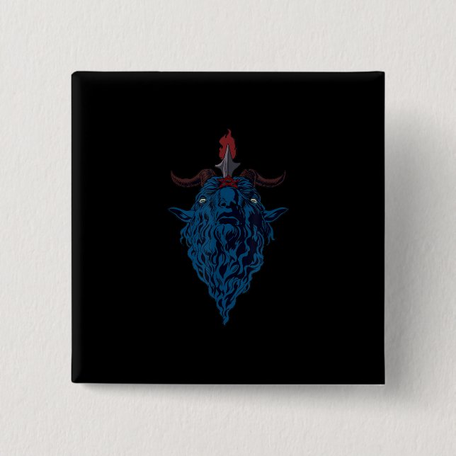 Sigil Of Baphomet Goat Of Mendes Satan Dark Goth 2 Inch Square Button (Front)