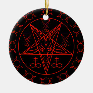 Sigil of Baphomet triple moon and sigil of lucifer Ceramic Ornament