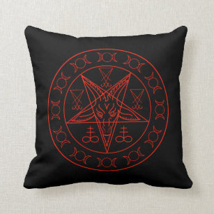Sigil of Baphomet triple moon and sigil of lucifer Throw Pillow