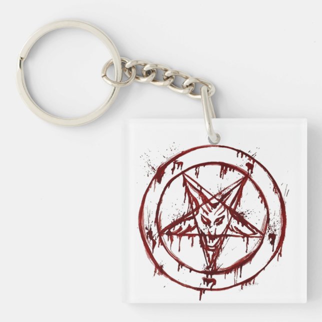 Sigil of Baphomet with Goat Head Keychain (Front)