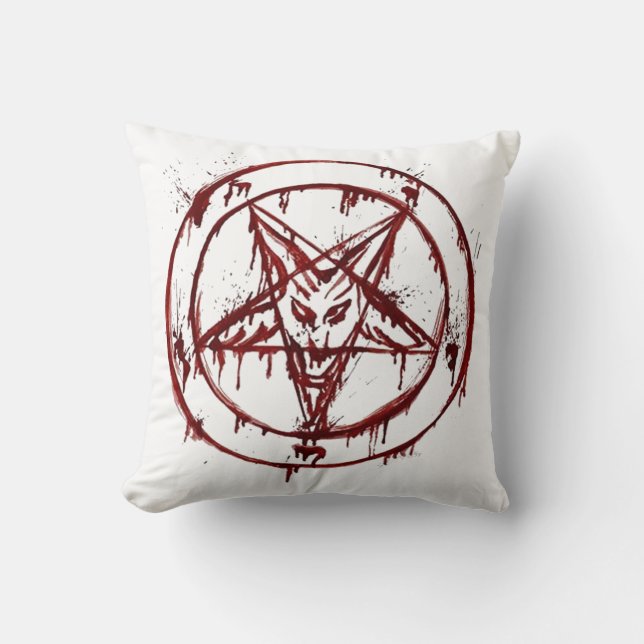 Sigil of Baphomet with Goat Head Throw Pillow (Front)