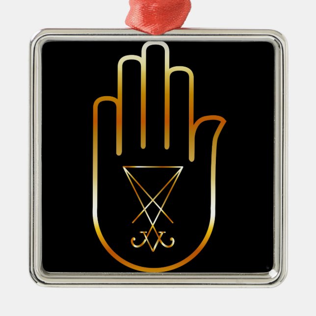 Sigil of Lucifer in a palm Metal Ornament (Front)