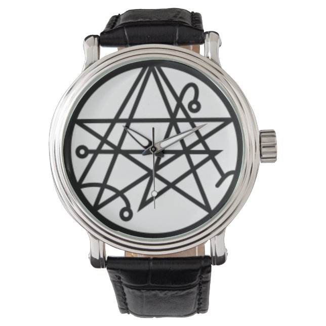 Sigil of the Gateway Black Vintage Leather Watch (Front)