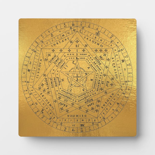 Sigillum Dei Aemeth Sigil Occult Pentagram Gold Plaque (Front)