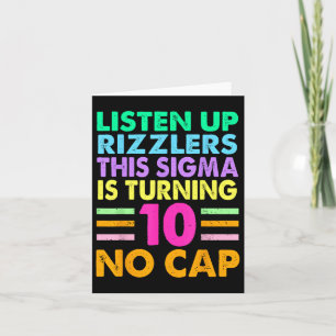 Sigma 10th Birthday 10 Year Old Boys Girls No Cap  Card