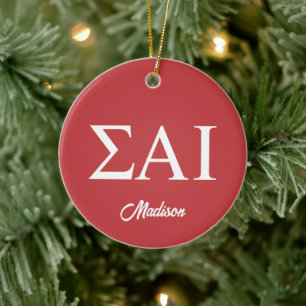 Sigma Alpha Iota Greek Letters Ceramic Ornament